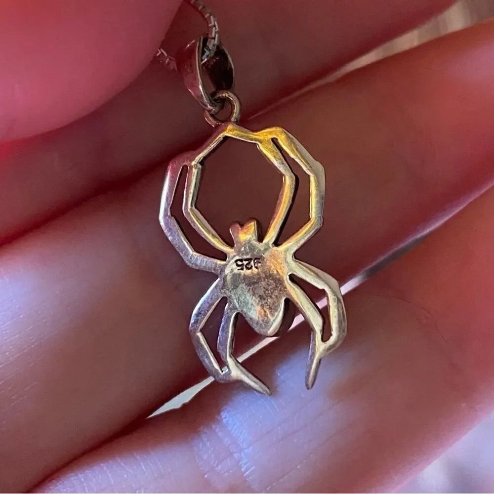 Onyx Spider Necklace-Sterling Silver Chain - Picture 5 of 5